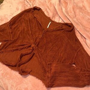Free People Terracotta Knit Cardigan